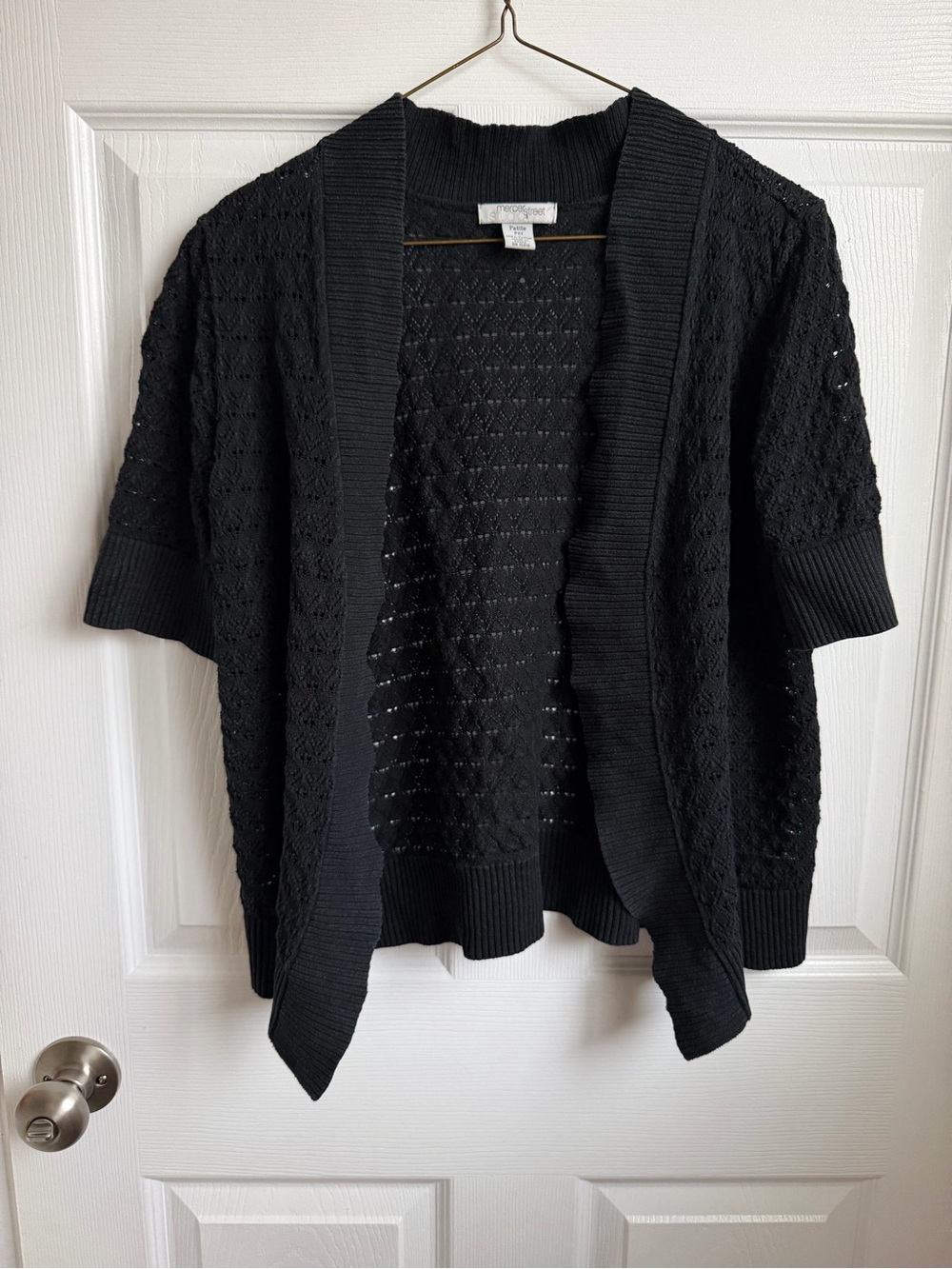 Mercer Street Studio Black Open-Front Half Sleeve Knit Cardigan